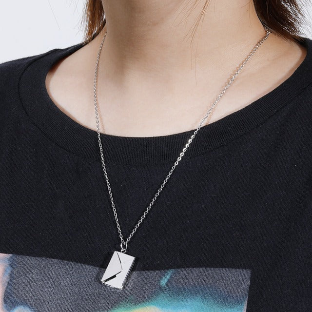 Silver Envelope Pendant Necklace