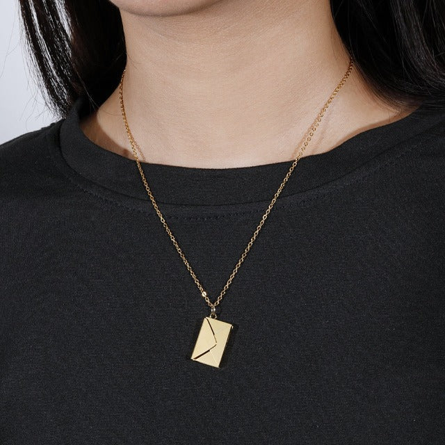 Gold Envelope Pendant Necklace