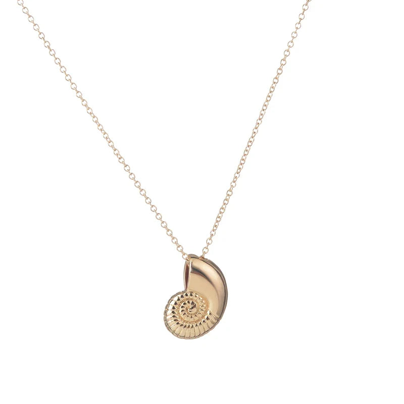Necklace with Shell Snail Pendant for Men gold