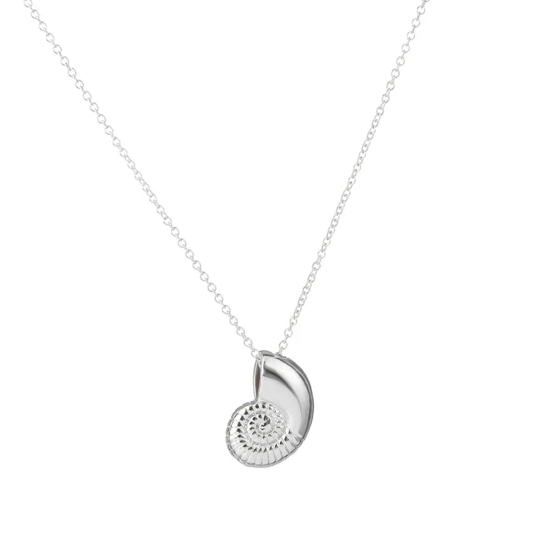 Necklace with Shell Snail Pendant for Men silver