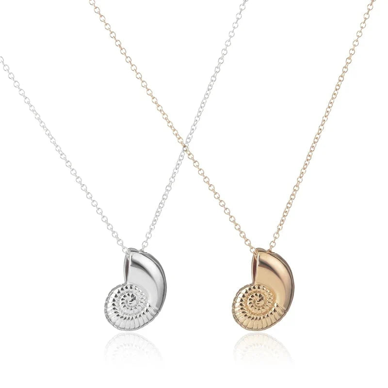 Necklace with Shell Snail Pendant for Men gold