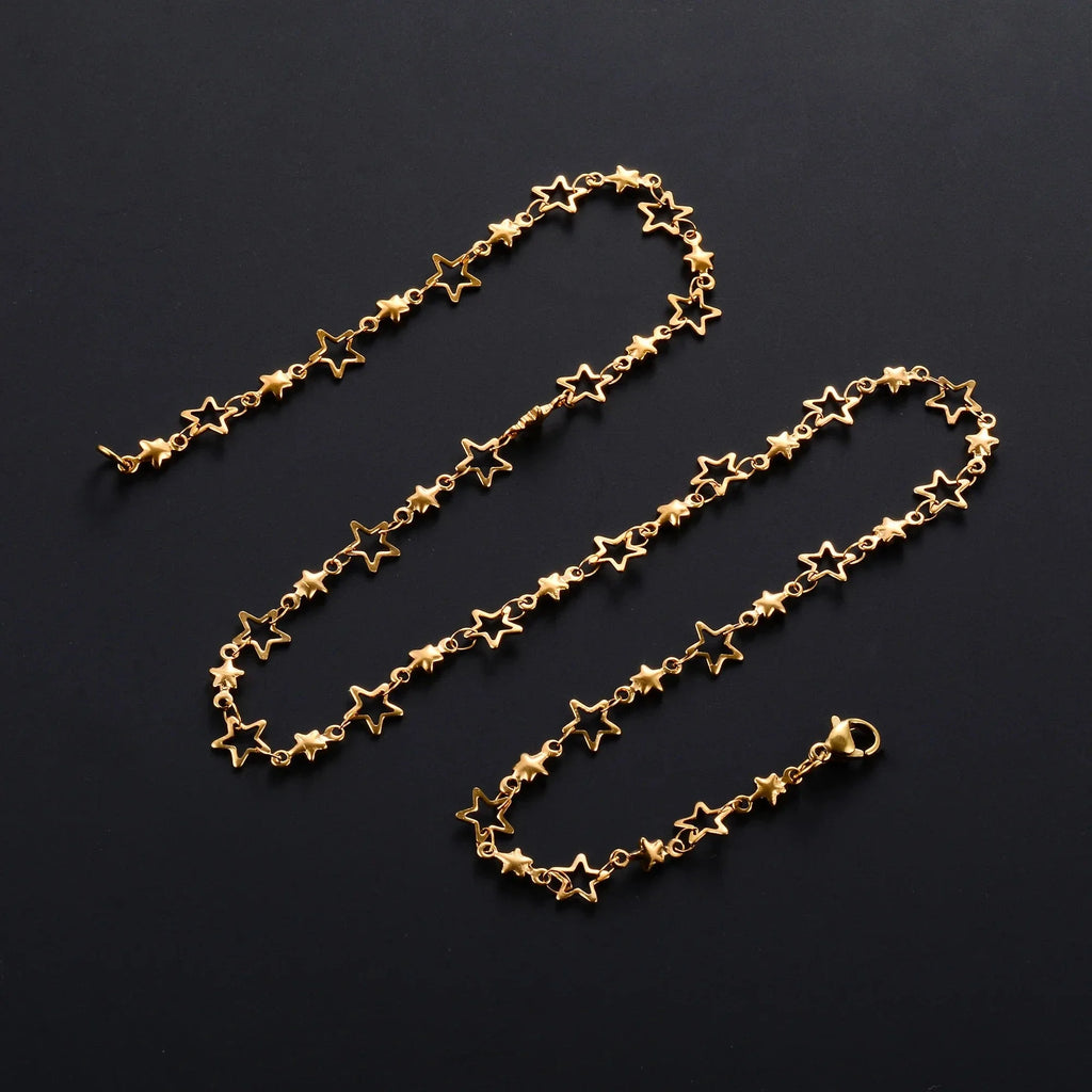 Star Astrology Pendant Necklace for Men or Women gold