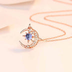 Star Pendant Necklace with Moonstone and Zircon for Women gold