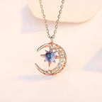 Star Pendant Necklace with Moonstone and Zircon for Women gold