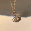 Star Pendant Necklace with Moonstone and Zircon for Women gold