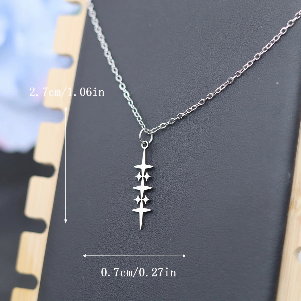 Star Pendant Necklace for Men silver