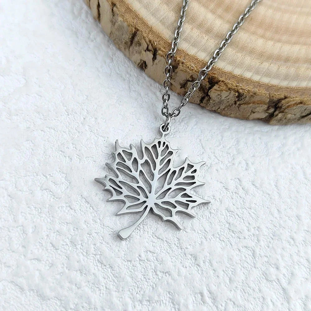 Silver Maple Leaf Pendant Necklace