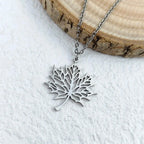Silver Maple Leaf Pendant Necklace
