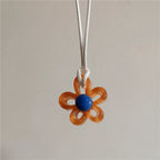 Necklace with Colorful Flower Pendant brown