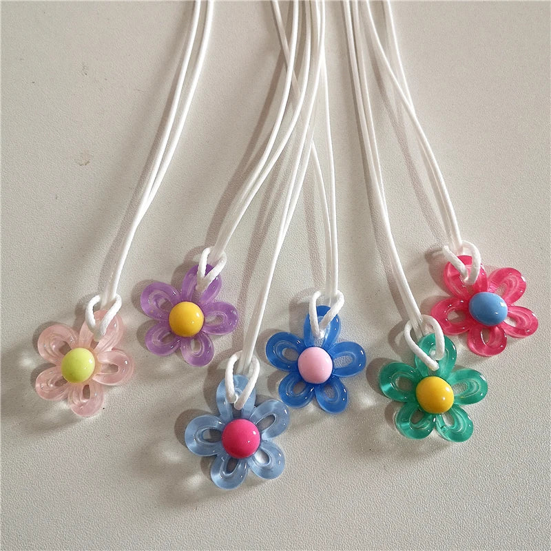 Necklace with Colorful Flower Pendant