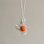 Necklace with Colorful Flower Pendant white