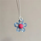 Necklace with Colorful Flower Pendant light blue