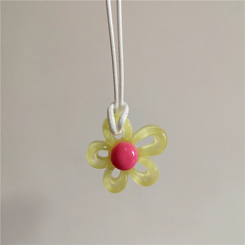 Necklace with Colorful Flower Pendant yellow