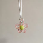 Necklace with Colorful Flower Pendant pink