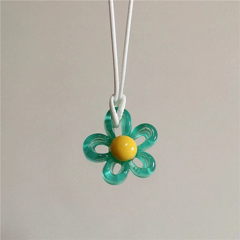 Necklace with Colorful Flower Pendant
