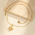 Rotating Anti-Stress Flower Zircon Pendant Necklace