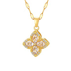 Rotating Anti-Stress Flower Zircon Pendant Necklace
