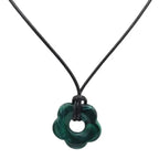 Necklace with Flower Pendant Romantic Style dark green