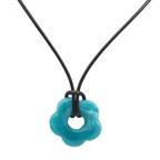 Necklace with Flower Pendant Romantic Style dark blue