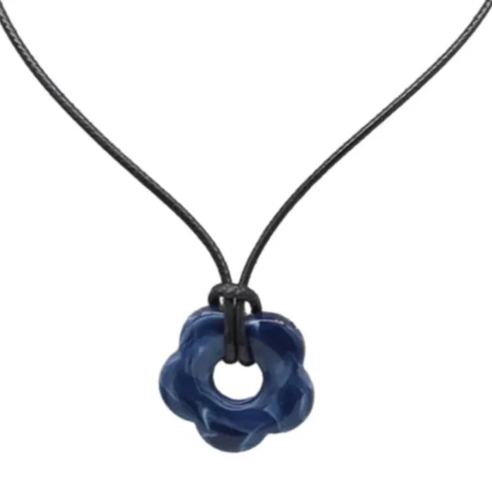Necklace with Flower Pendant Romantic Style dark gray