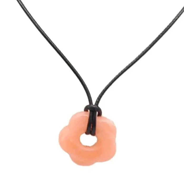 Necklace with Flower Pendant Romantic Style orange