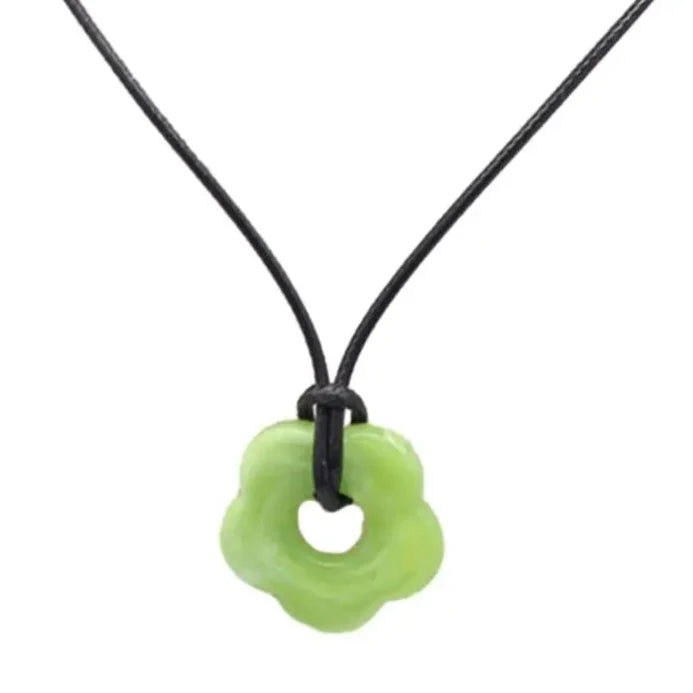 Necklace with Flower Pendant Romantic Style light green