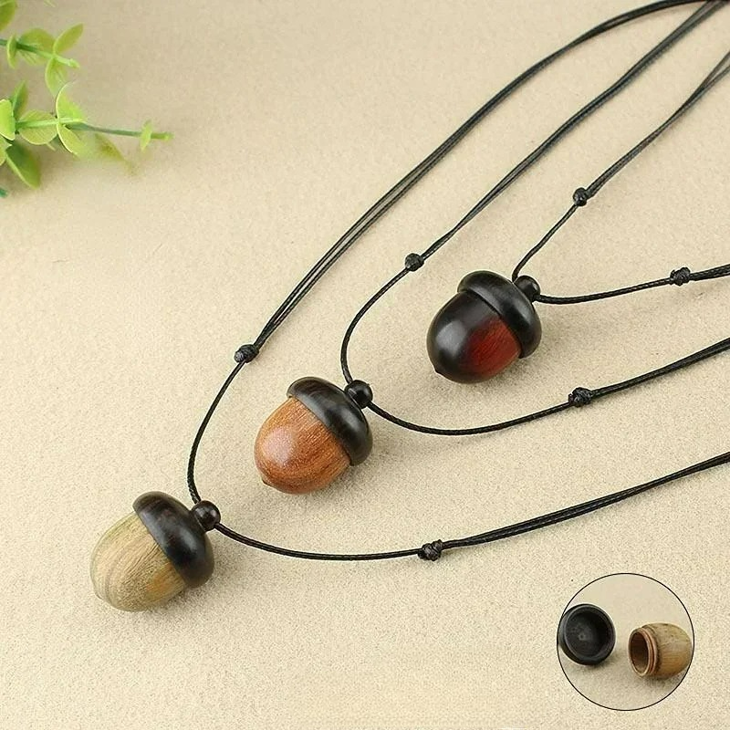 Necklace with Dark Brown Wood Tassel Pendant