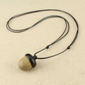 Necklace with Beige Wood Tassel Pendant