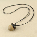 Necklace with Beige Wood Tassel Pendant