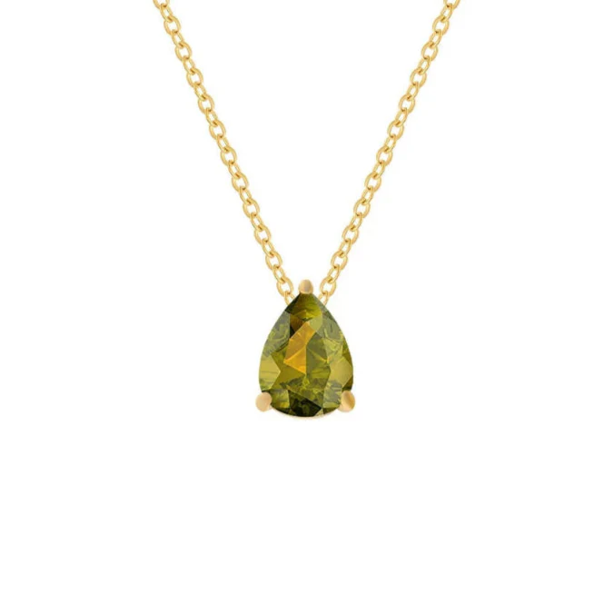 Necklace with Water Drop Pendant in Zircon Birthstone