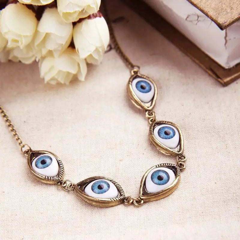 Necklace with Bronze Evil Eye Pendant