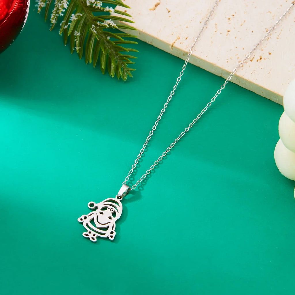 Necklace with Winter Santa Claus Pendant silver