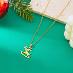Necklace with Winter reindeer Pendant gold