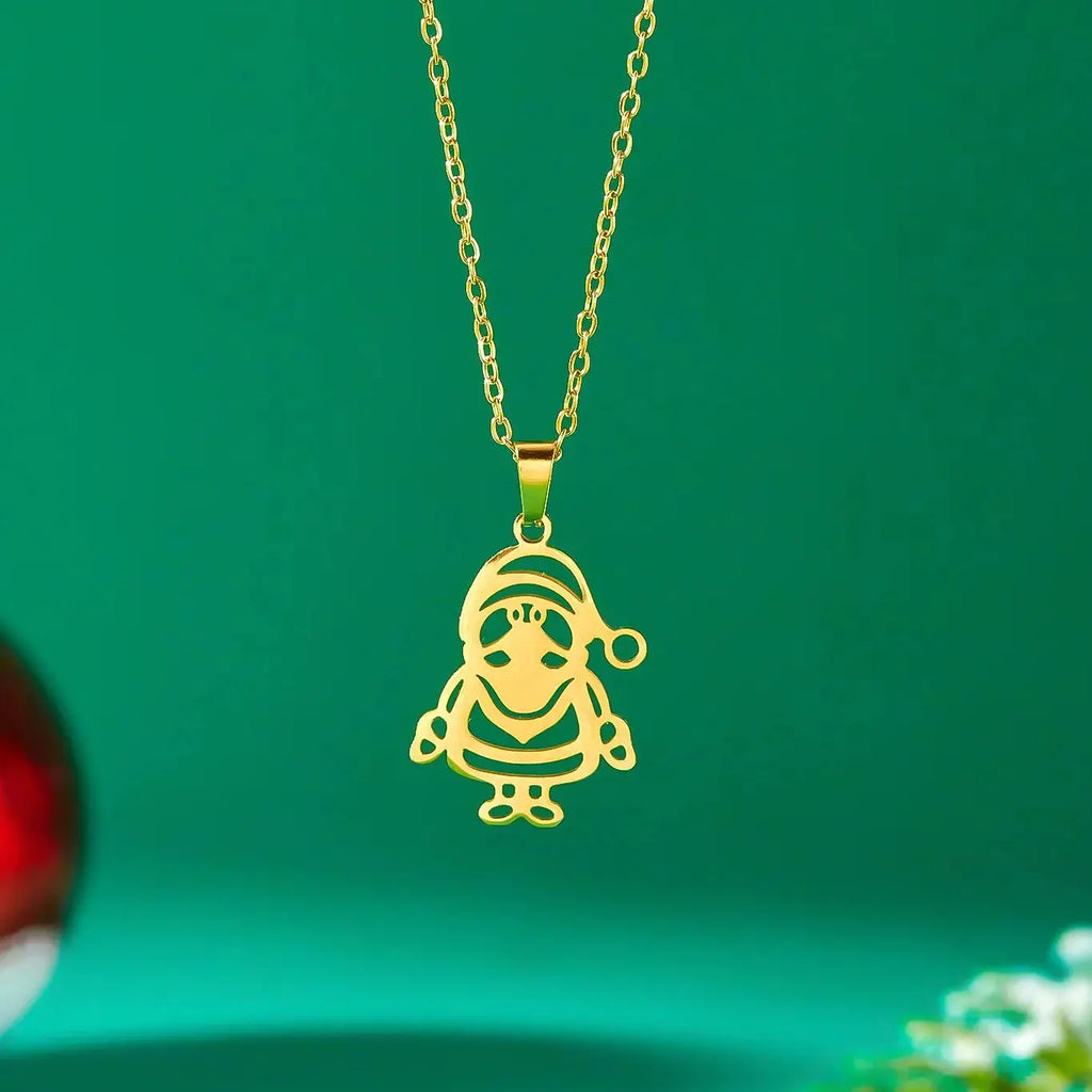 Necklace with Winter Santa Claus Pendant gold