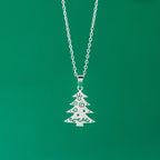 Necklace with Winter Christmas tree Pendant silver