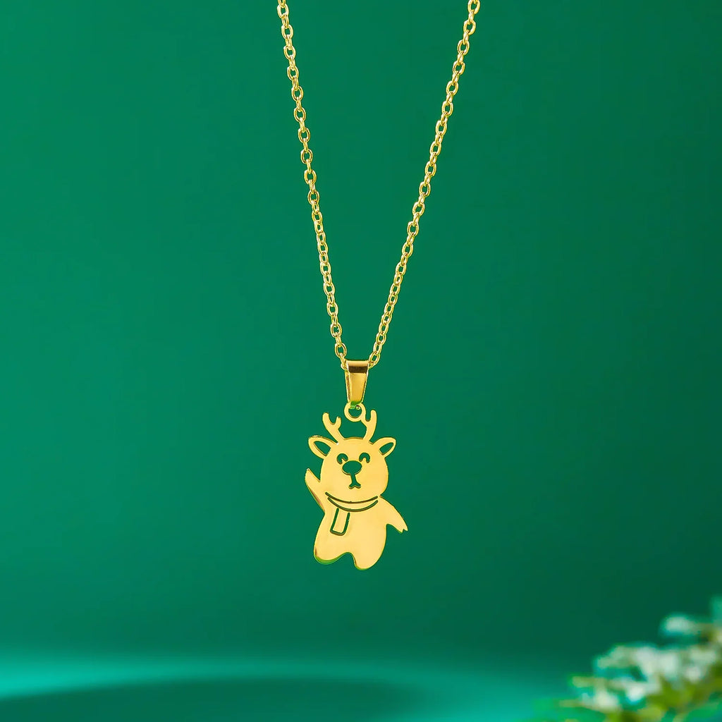 Necklace with Winter Snowman Pendant gold