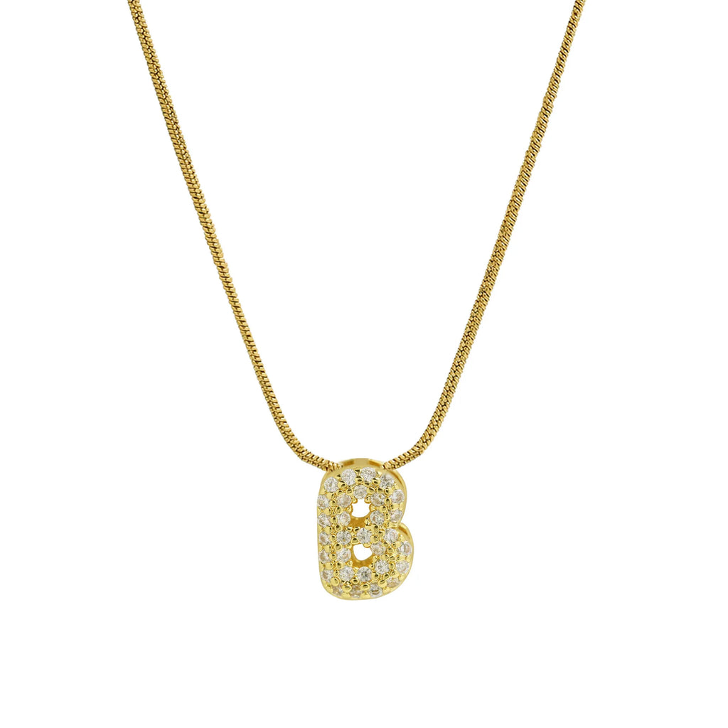 Rhinestone initial pendant necklace b