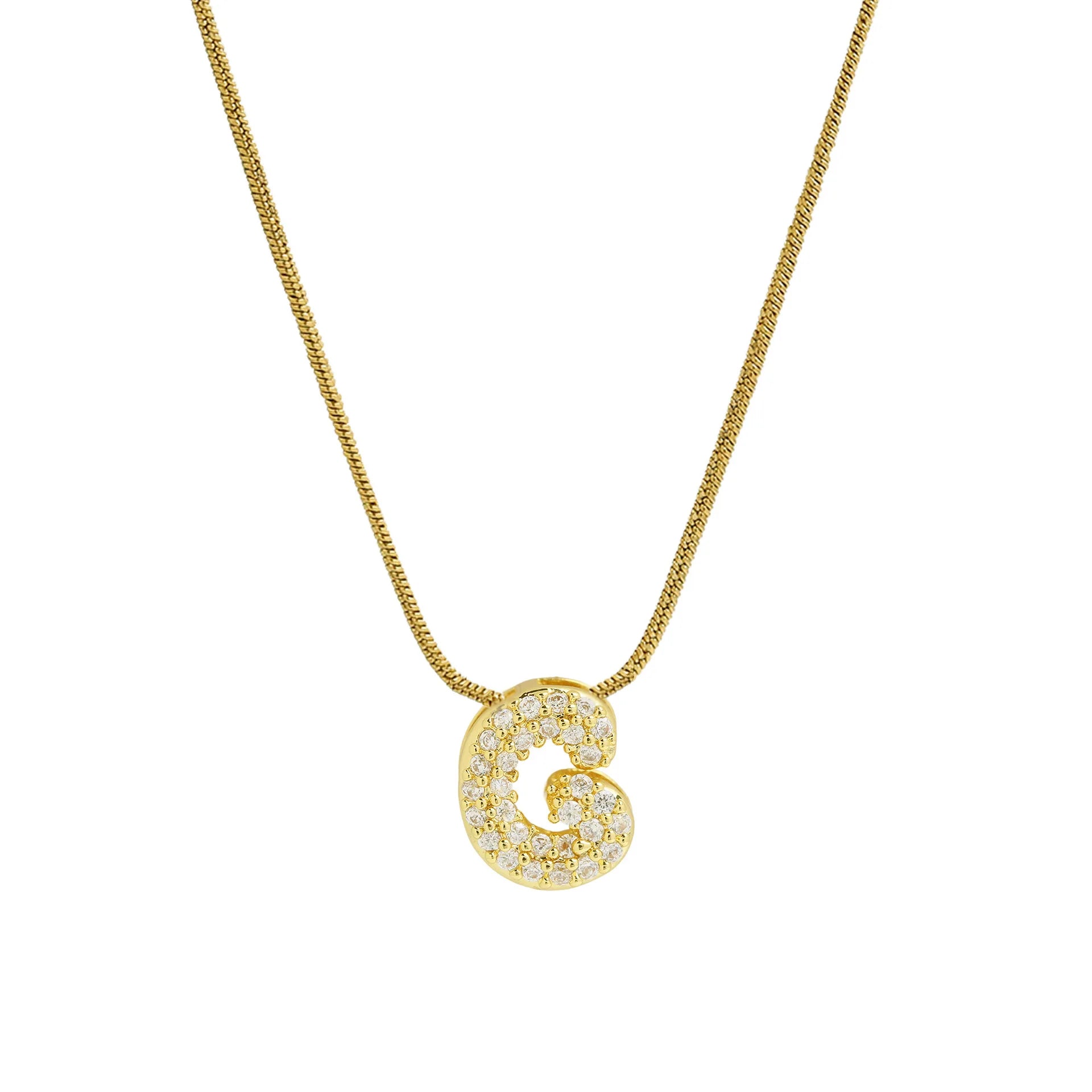 Rhinestone initial pendant necklace g