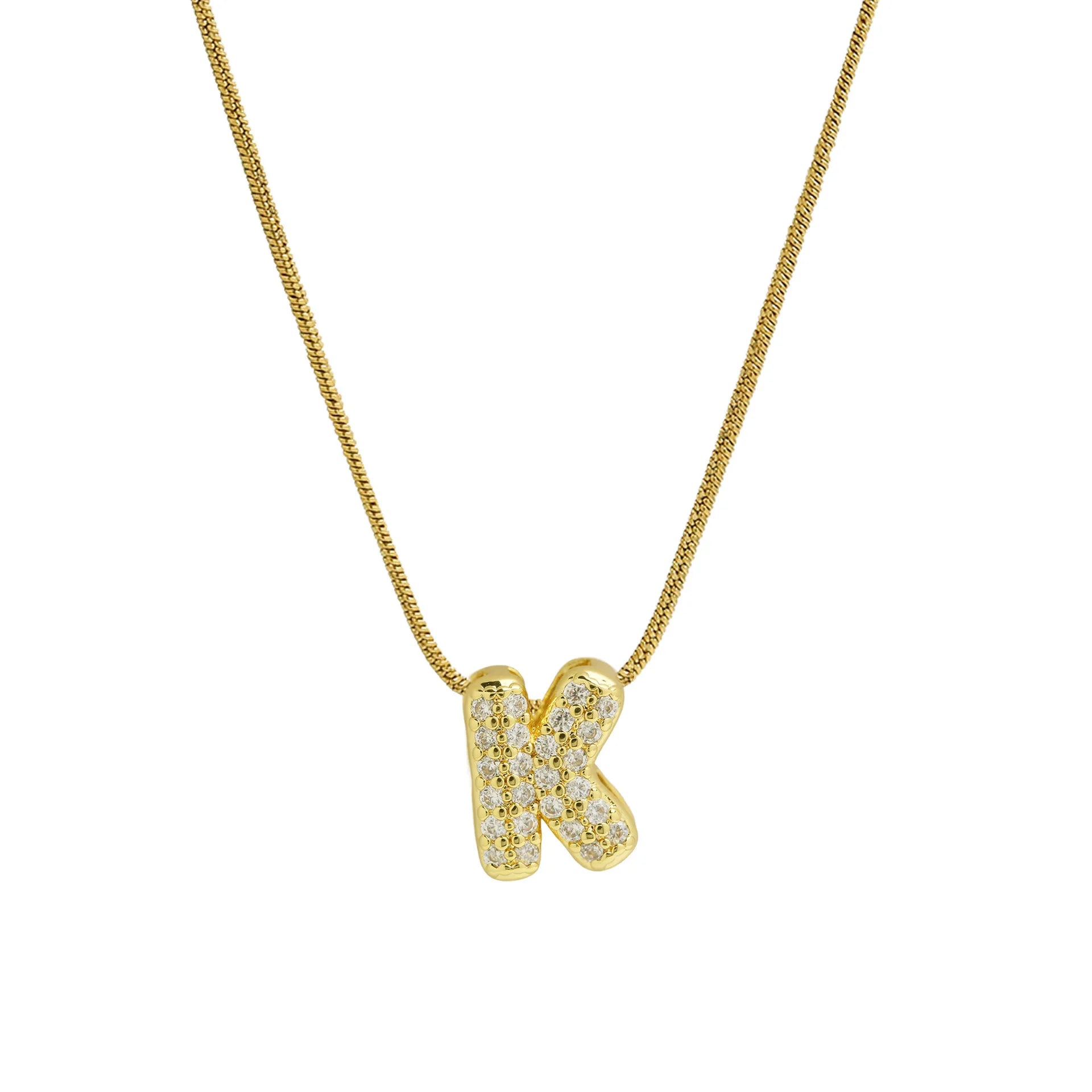 Rhinestone initial pendant necklace k
