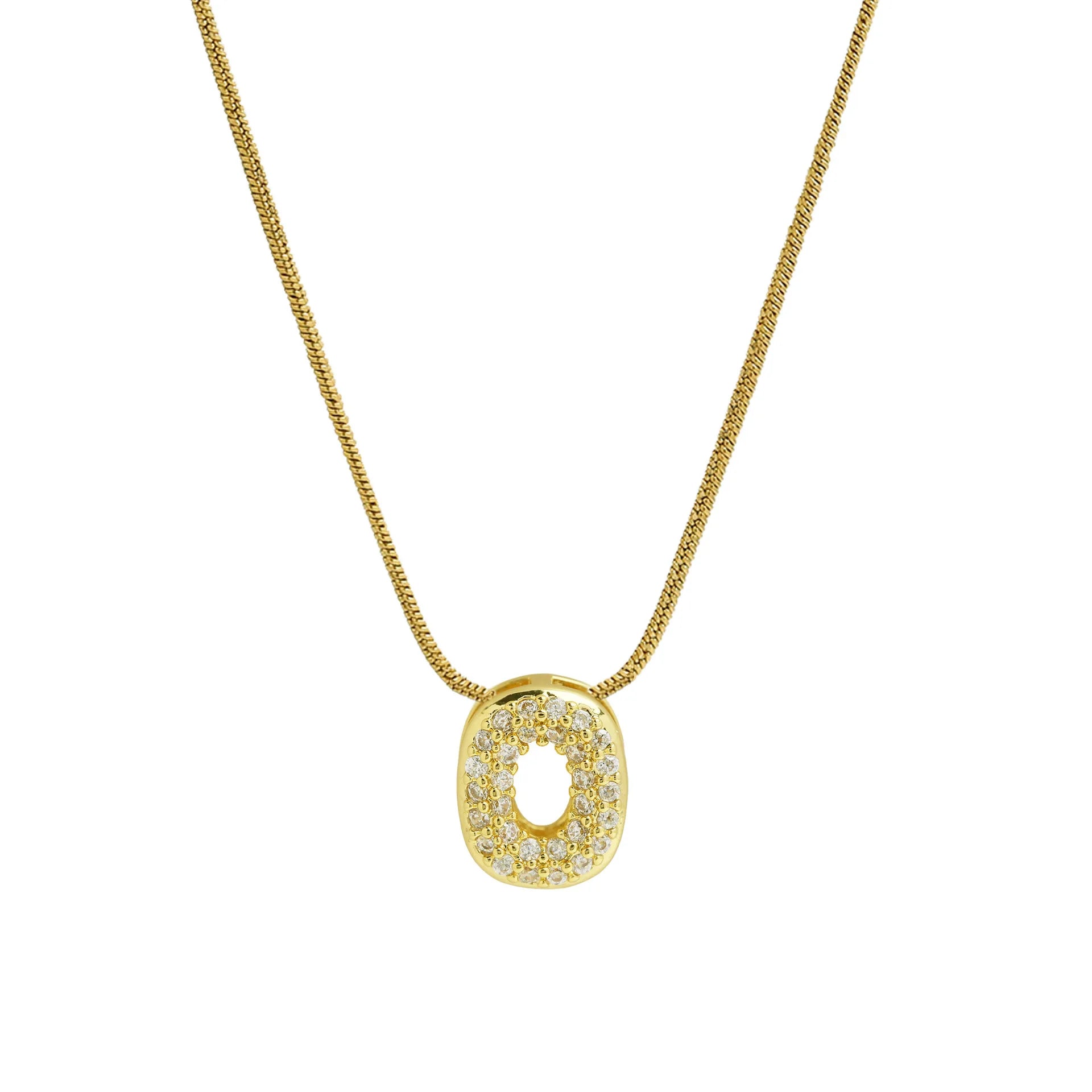 Rhinestone initial pendant necklace o