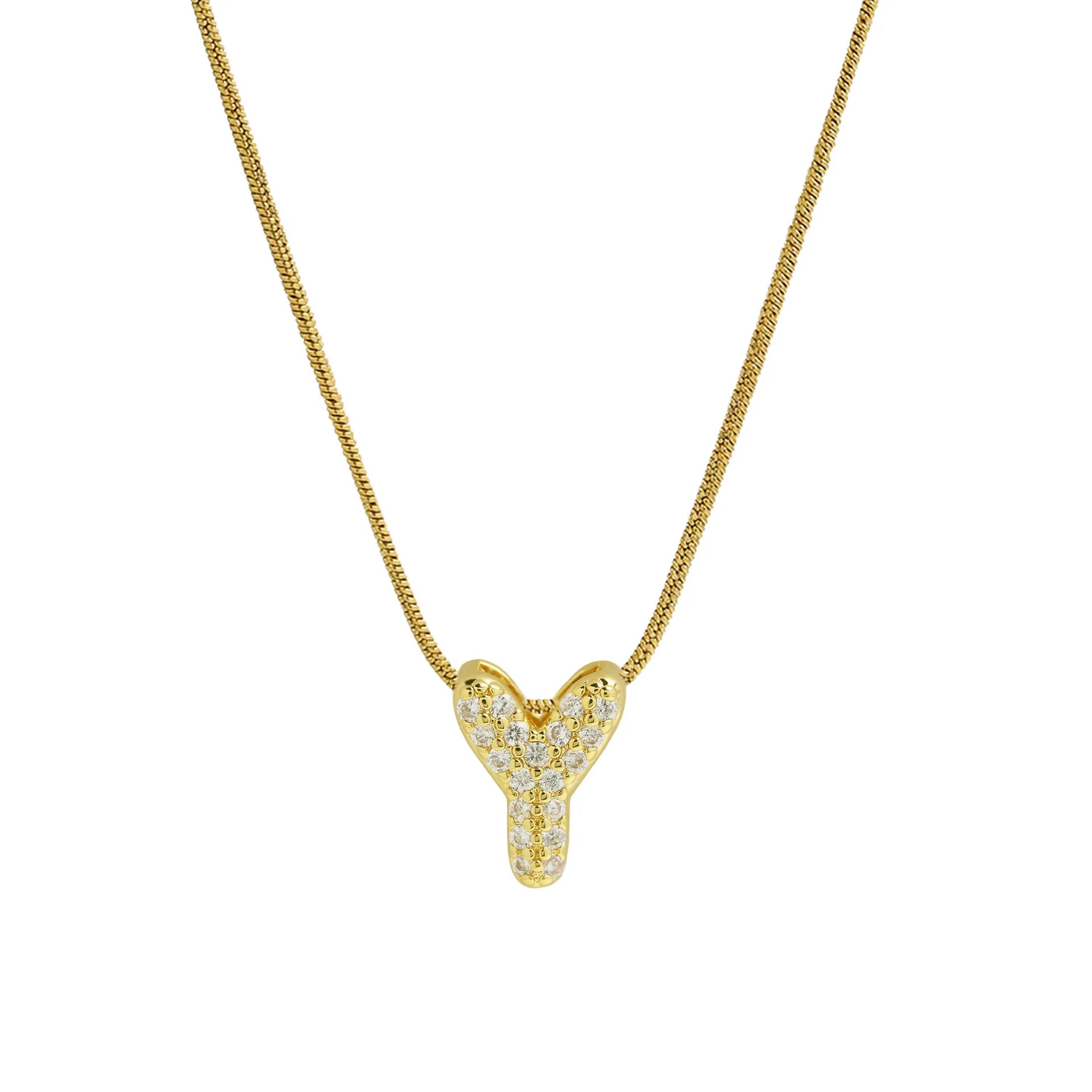 Rhinestone initial pendant necklace y