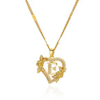Necklace with initial and heart pendant e