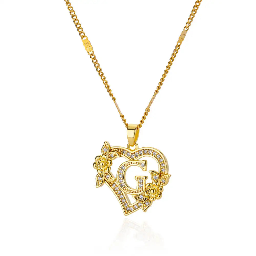 Necklace with initial and heart pendant g