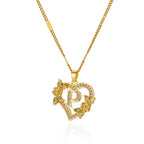 Necklace with initial and heart pendant p