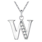 Necklace with initial pendant and rhinestone - letter