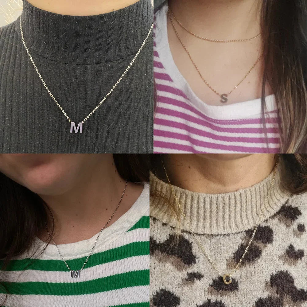 Necklace with initial pendant M