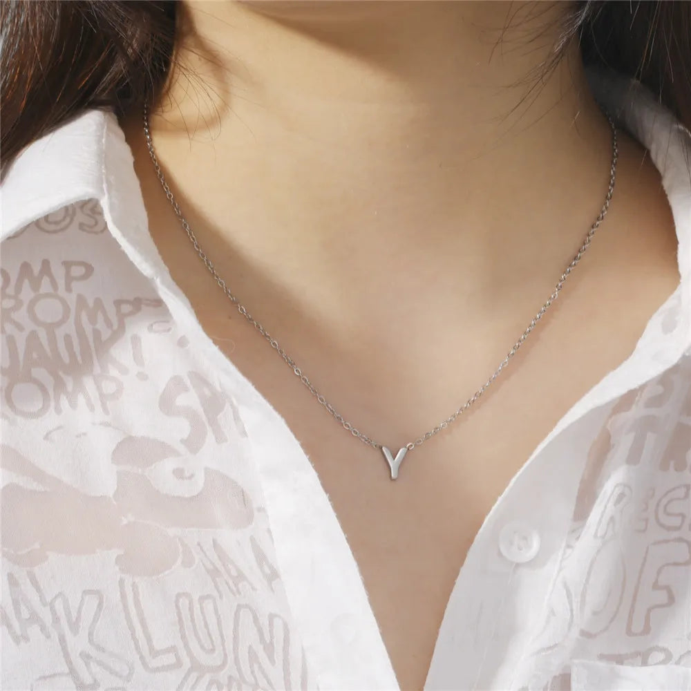 Necklace with initial pendant Y
