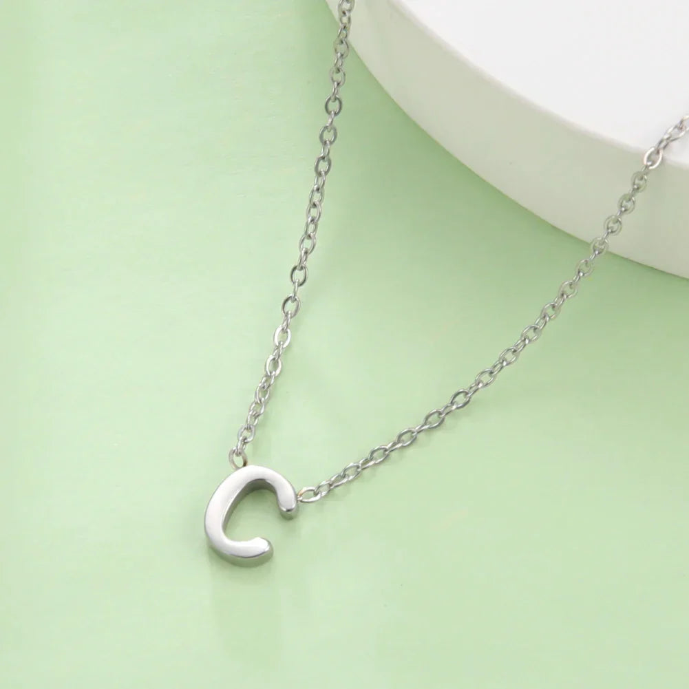 Necklace with initial pendant - letter