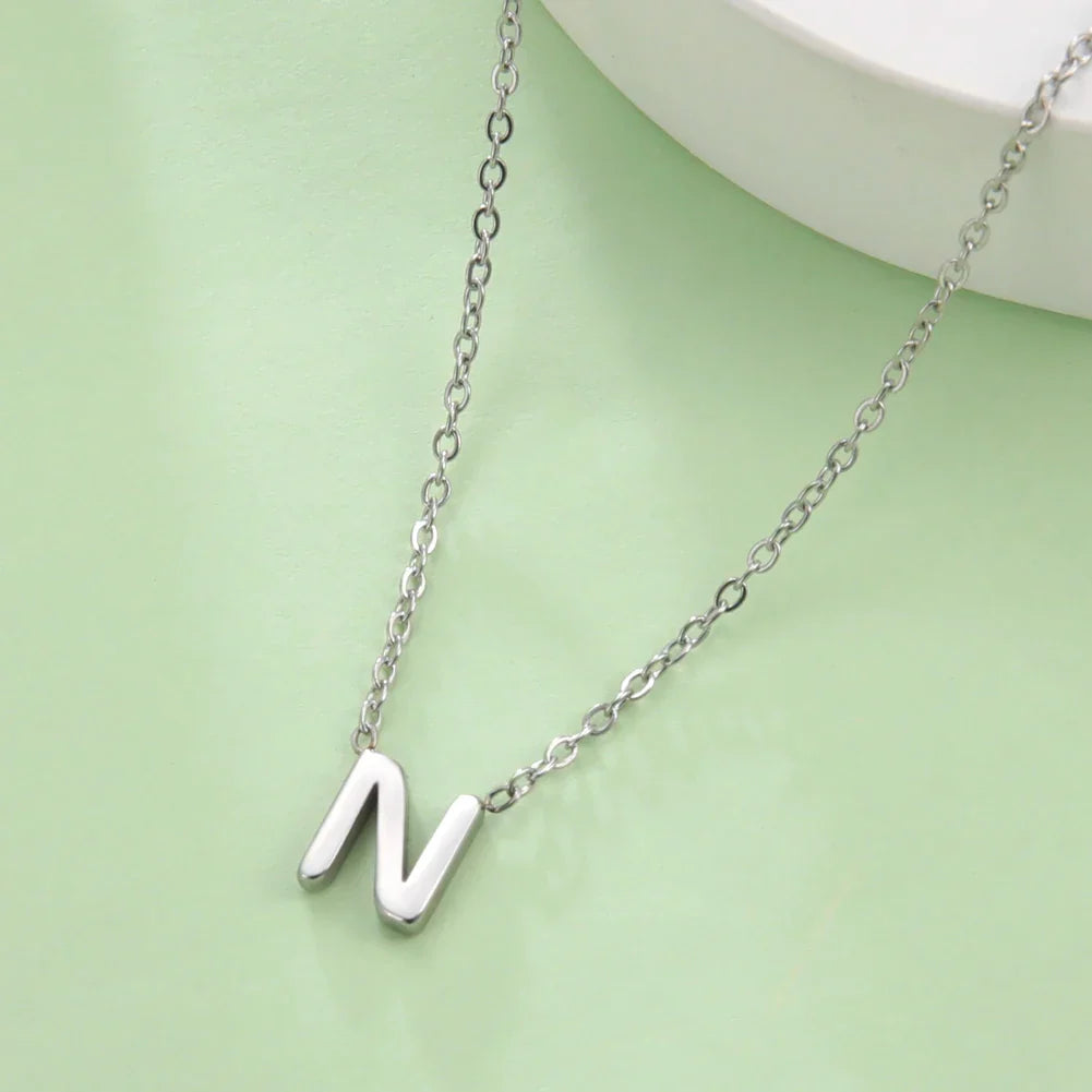 Necklace with initial pendant - letter