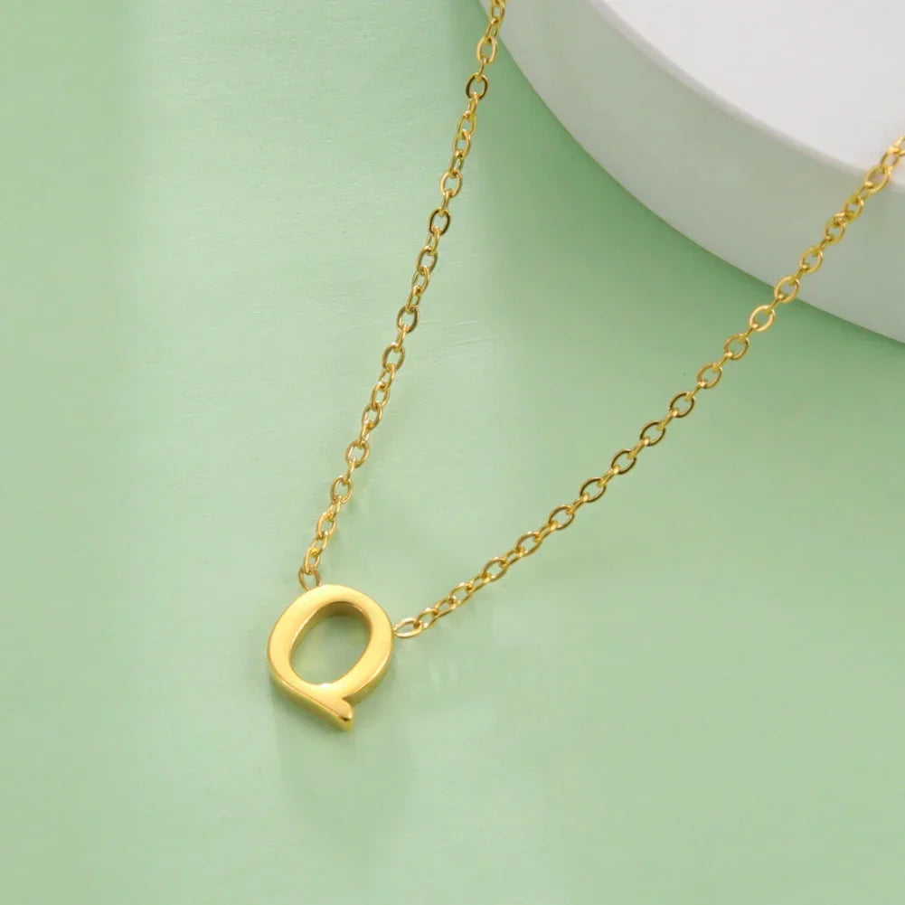 Necklace with initial pendant - letter